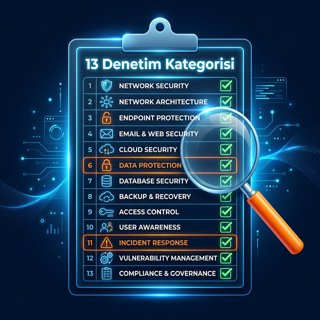 SSB Siber Hijyen KOBİ 13 denetim kategorisi kontrol listesi